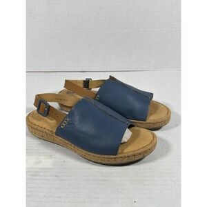 Born Blue Leather Slingback Sandals F67104 Womens 11 Handcrafted Comfort Shoes